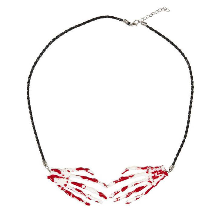 Bloody Skeleton Hands Necklace