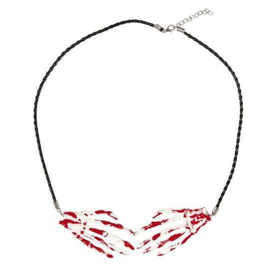Bloody Skeleton Hands Necklace