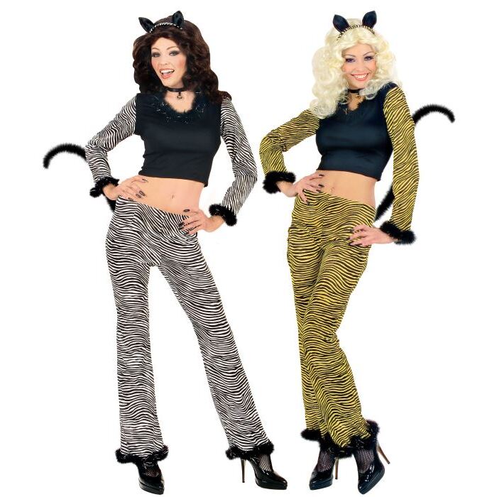 Cat 2 Colors Ass.  Top, Pants With Tail, Ears, Choker With Bell 