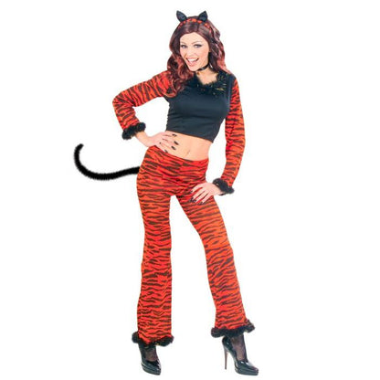 Tiger  Top, Pants With Tail, Ears, Choker With Gem 