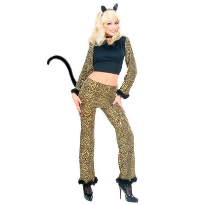 Leopard  Top, Pants With Tail, Ears, Choker With Gem 