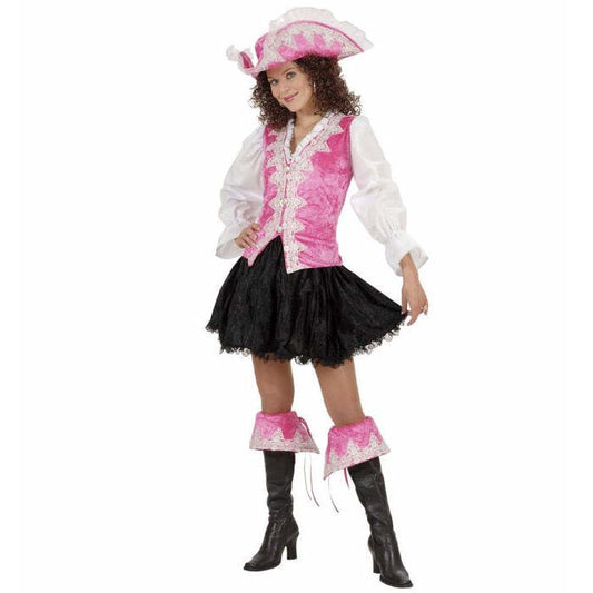 Regal Pirate Velvet - Pink  Shirt With Vest, Skirt, Boot Cuffs, Hat 