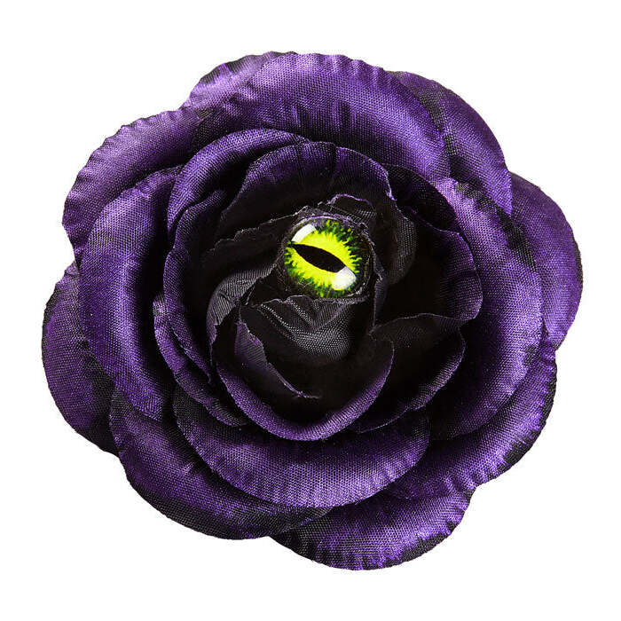 Purple Rose Hair Clip With Cat Eye