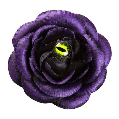 Purple Rose Hair Clip With Cat Eye