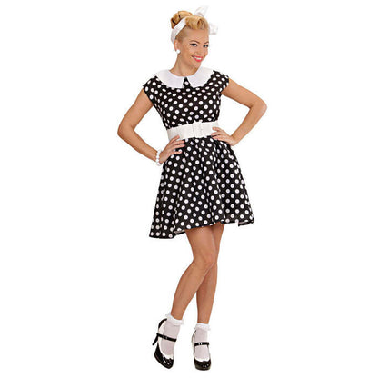 50S Lady With Sewn-In Petticoat Black  Dress, Belt 