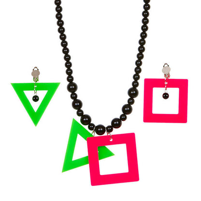 Neon Necklace And Earrings Set