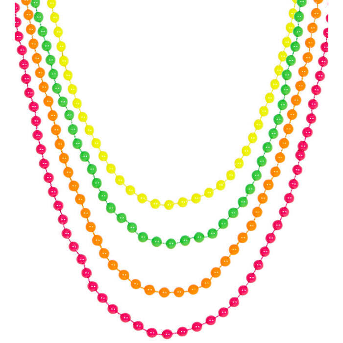 Set Of 4 Neon Beaded Necklaces