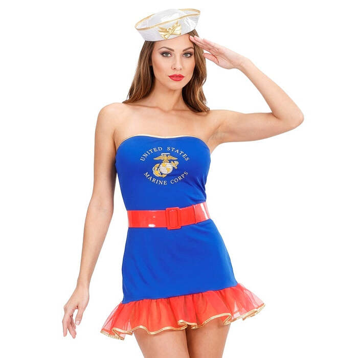 Navy Girl  Dress, Belt, Hat 
