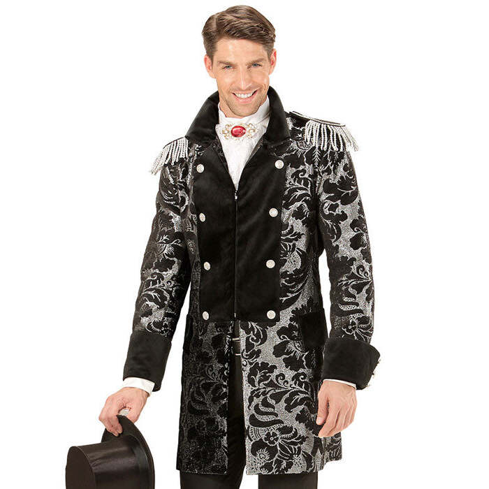 Silver Jacquard Parade Coat For Man