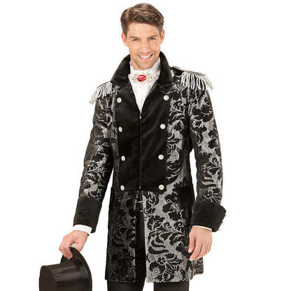 Silver Jacquard Parade Coat For Man