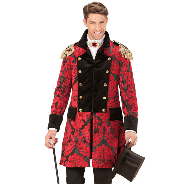 Red Jacquard Parade Coat For Man