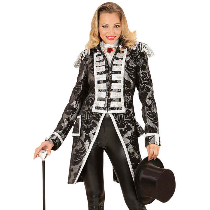 Silver Jacquard Parade Coat For Woman