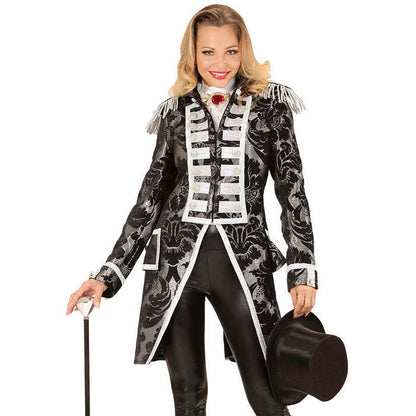 Silver Jacquard Parade Coat For Woman