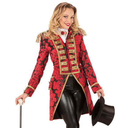 Red Jacquard Parade Coat For Woman