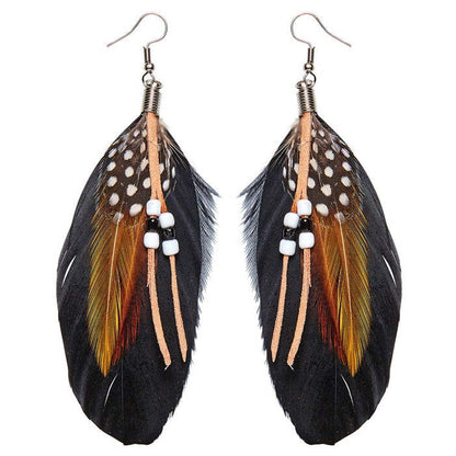Pair Of Beaded Feather Earrings