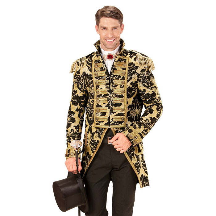 Gold Jacquard Parade Coat For Man