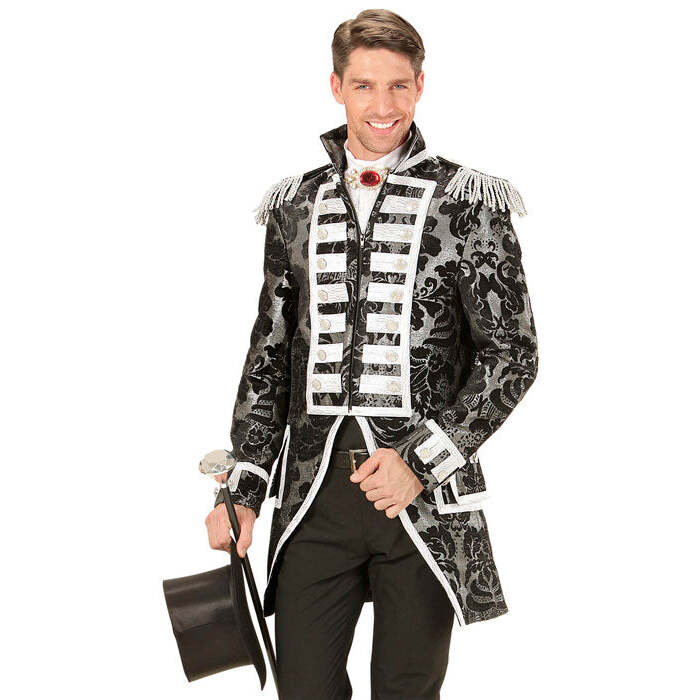Silver Jacquard Parade Coat For Man