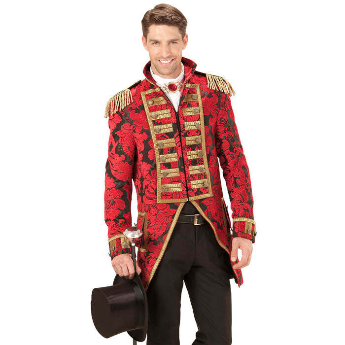 Red Jacquard Parade Coat For Man