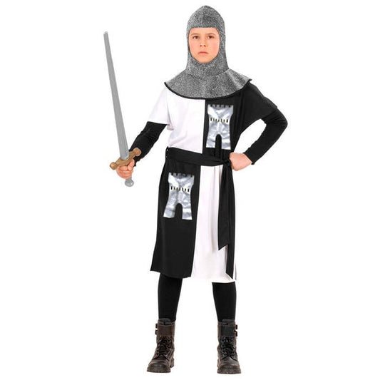 Medieval Warrior - White  Coat, Belt, Hood 