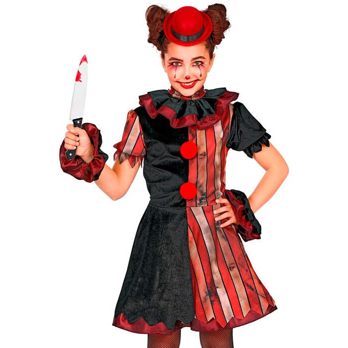 Wicked Clown  Dress, Pettiskirt, Ruff, Cuffs, Mini Hat 