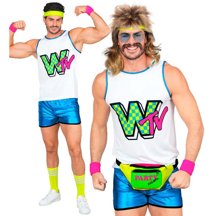The 80S Aerobic Star  Tank Top, Shorts, Headband, Wristbands, Socks  