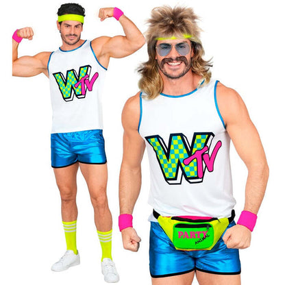 The 80S Aerobic Star  Tank Top, Shorts, Headband, Wristbands, Socks  