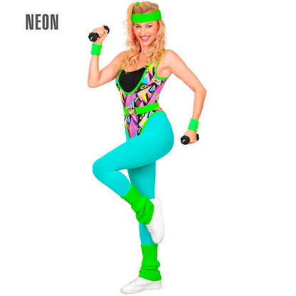 The 80S Aerobic Star  Bodysuit, Tights, Belt, Headband, Legwarmers  