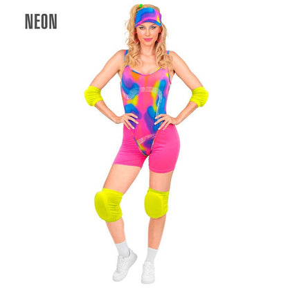The 80S Rollerblader  Bodysuit, Shorts, Visor, Elbow Pads, Knee Pads 