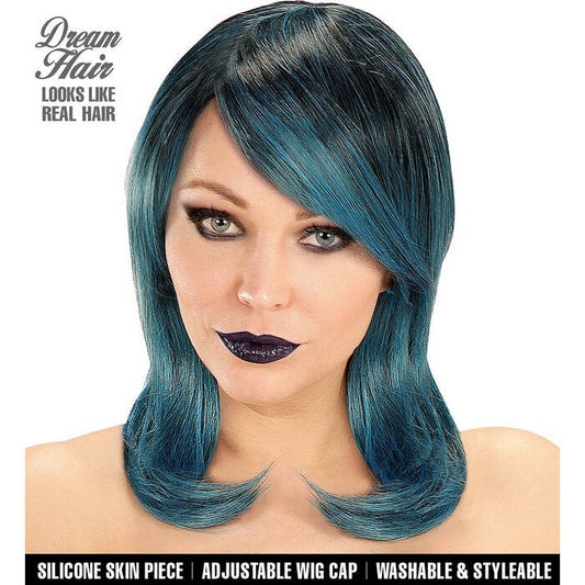 Black-Blue-Green Megan Dream Hairwig In Color Box