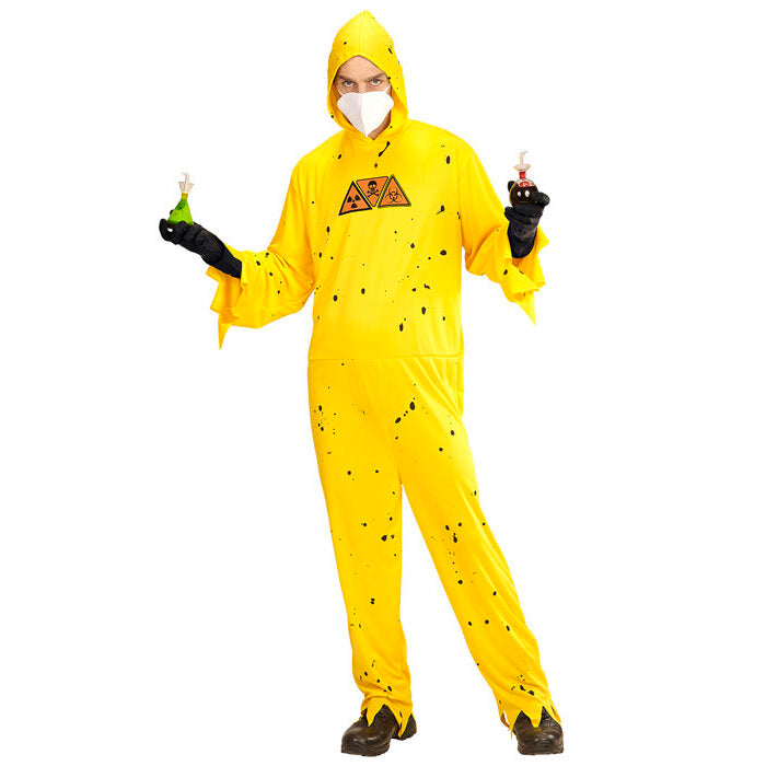 Toxic Hazard  Hooded Jumpsuit, Gloves, Mask 