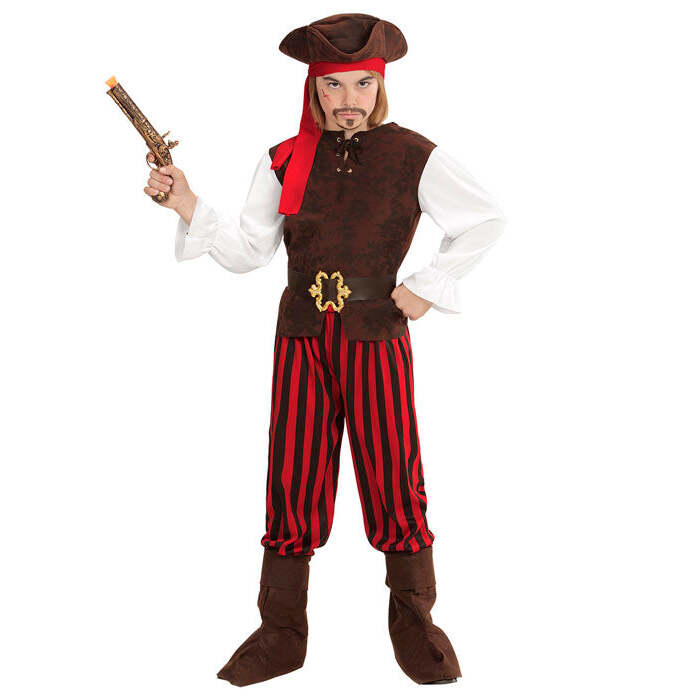 Caribbean Pirate  Shirt Withvest, Pants, Belt, Boot Covers, Headband, Hat 