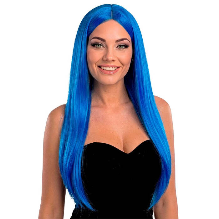 Blue Glamour Wig In Polybag