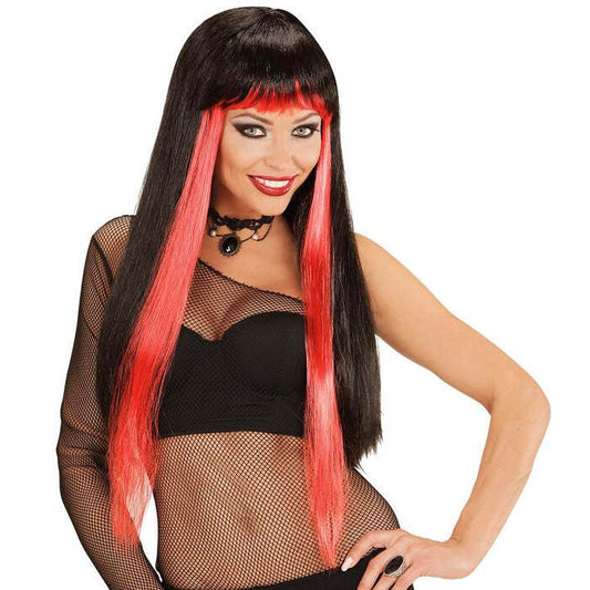 Black/Red Gothic Glam Wig In Polybag