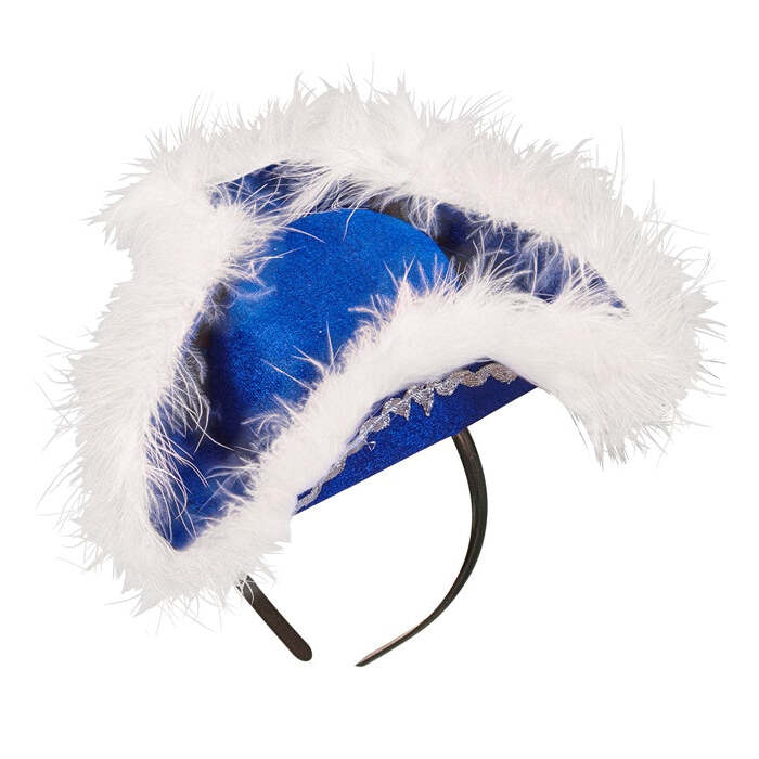 Felt Blue Mini Tricorn With Marabou Trim