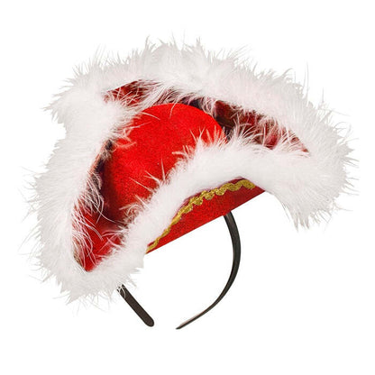 Felt Red Mini Tricorn With Marabou Trim