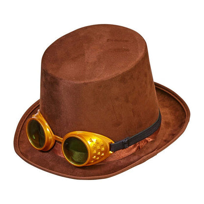 Top Hat Steampunk With Goggles Wool Touch Felt 15 Cm