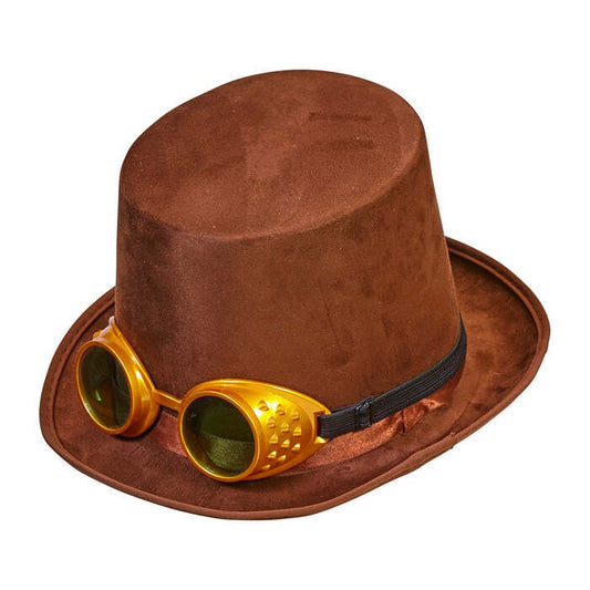 Top Hat Steampunk With Goggles Wool Touch Felt 15 Cm