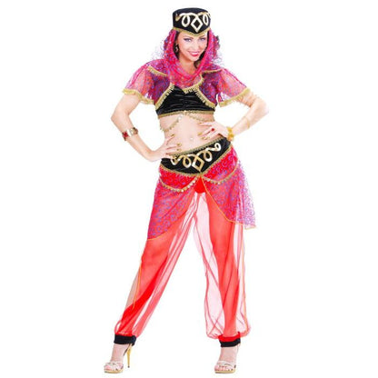 Harem Dancer  Top With Vest, Pants, Headpiece With Veil 