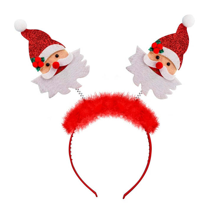 Santa Claus Head Bopper With Marabou & Tinsel