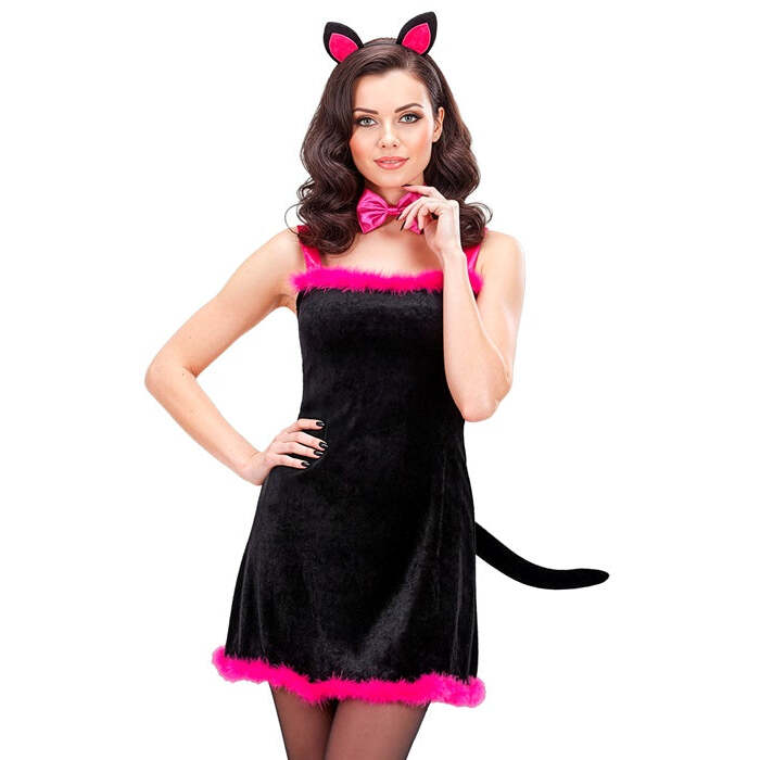 Kitty Kat Velvet  Dress With Tail, Bow Tie, Ears 
