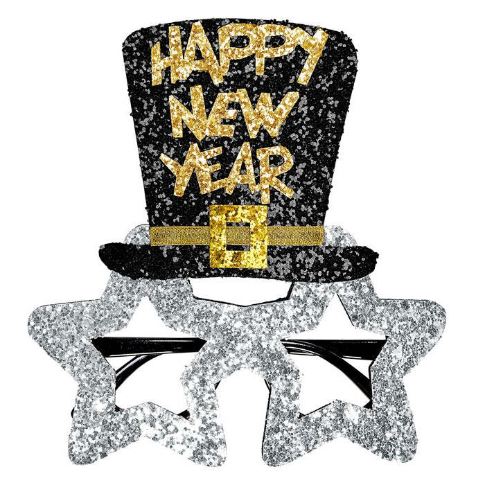 Silver Happy New Year Glasses