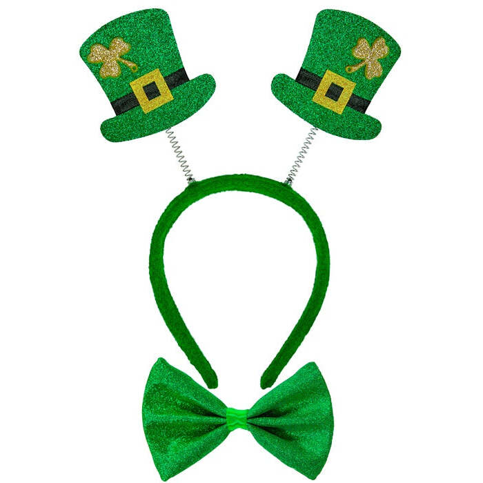 St. Patrick'S Day Set   Mini Top Hats Head Bopper & Bow Tie 