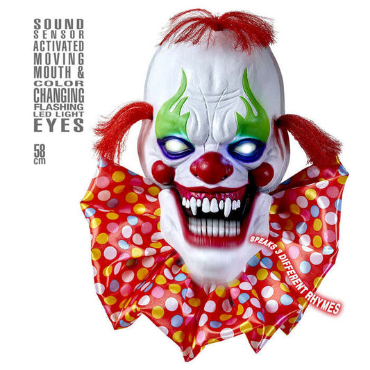 Sound Sensor Activated Talking Horror Clown With Moving Mouth & Flashing Led Light Eyes 58 Cm - Speaks3 Different Rhymes