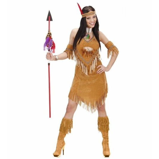Indian Woman Suedelook  Dress, Cuffs, Headband 