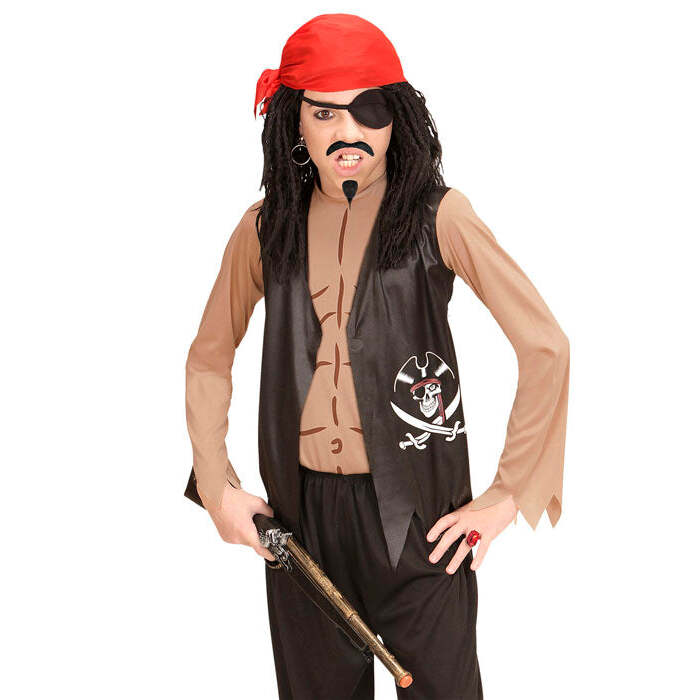 Pirate  Shirt With Vest, Bandana, Eye-Patch 