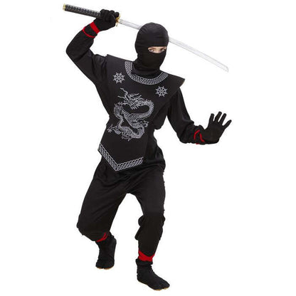 Black Ninja  Coat With Ties, Pants With Ties, Chest Armour, Mask 