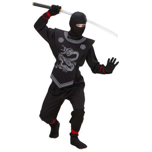 Black Ninja  Coat With Ties, Pants With Ties, Chest Armour, Mask 