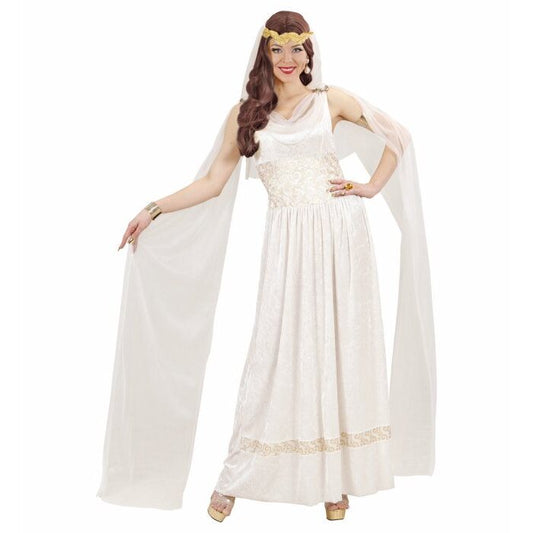 Roman Empress  Dress With Veils & Pearls, Laurel Crown With Veil 