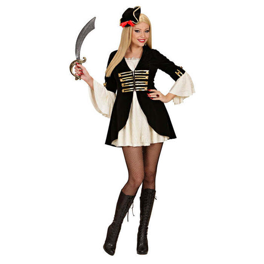 Pirate Captain Lady  Dress With Jacket, Mini Tricorn Hat 