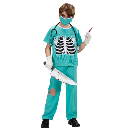 Scary Surgeon  Shirt With Bones Chest, Pants, Face Mask 
